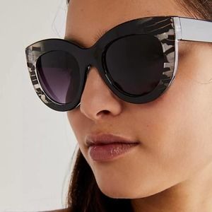 Free People Black Midnight Oversized Muse Cat Eye Sunglasses